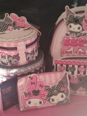 Loungefly X Sanrio My Melody & Kuromi Pink  Cake Limited Edition Bag Set